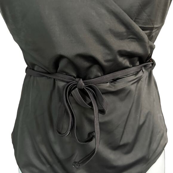 NWOT Andie The Belmar One Piece Swimsuit Crossover Tie Waist V Neck Black Size M - Picture 5 of 9